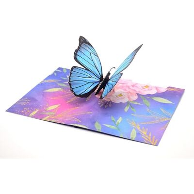Kent Carte - Papillon Morpho Bleu - Pop-Up 3D - Carte - Publicité Kent Carte - Papillon Morpho Bleu - Pop-Up 3D - Carte - Publicité