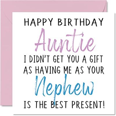 Stuff4 Cartes d'anniversaire amusantes pour une tante de neveu Happy Birthday Auntie No Gift, Carte d'anniversaire de neveu, tante, cadeau d'anniversaire grossier, 145 mm x 145 mm - Publicité Stuff4 Cartes d'anniversaire amusantes pour une tante de neveu Happy Birthday Auntie No Gift, Carte d'anniversaire de neveu, tante, cadeau d'anniversaire grossier, 145 mm x 145 mm - Publicité