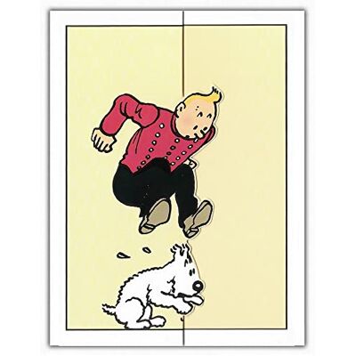 Tintin Carte postale 3D double Moulinsart sautant avec Milou (12,5x17,5cm) - Publicité Tintin Carte postale 3D double Moulinsart sautant avec Milou (12,5x17,5cm) - Publicité