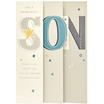 UK Greetings Carte d'anniversaire pour fils Cadeaux d'anniversaire Lui, garçon, homme Design spécial plié Avec enveloppe 155 x 235 mm - Publicité UK Greetings Carte d'anniversaire pour fils Cadeaux d'anniversaire Lui, garçon, homme Design spécial plié Avec enveloppe 155 x 235 mm - Publicité