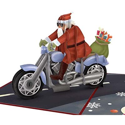 Lovepop Carte pop-up de Noël pour elle et lui – Cartes de vœux 3D pour garçons, filles, hommes, femmes – Père Noël motard 12,7 x 17,8 cm – Carte vierge et enveloppe incluses - Publicité Lovepop Carte pop-up de Noël pour elle et lui – Cartes de vœux 3D pour garçons, filles, hommes, femmes – Père Noël motard 12,7 x 17,8 cm – Carte vierge et enveloppe incluses - Publicité