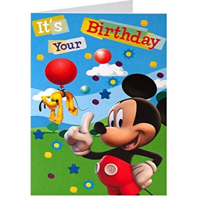 Disney Mickey Mouse Pluto C'est votre anniversaire Ballon étoiles carte d'anniversaire - Publicité Disney Mickey Mouse Pluto C'est votre anniversaire Ballon étoiles carte d'anniversaire - Publicité