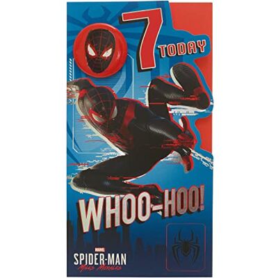 UK Greetings Marvel Carte d'anniversaire 7 ans pour lui/garçon avec enveloppe – Motif badge – Avec Spider-Man - Publicité UK Greetings Marvel Carte d'anniversaire 7 ans pour lui/garçon avec enveloppe – Motif badge – Avec Spider-Man - Publicité