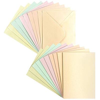 ideen mit herz Set de cartes de vœux Finition nacre 10 cartes env. 250 g/m² + 10 enveloppes env. 120 g/m² En 5 couleurs pastel 10,5 x 14,8 cm (C6) - Publicité ideen mit herz Set de cartes de vœux Finition nacre 10 cartes env. 250 g/m² + 10 enveloppes env. 120 g/m² En 5 couleurs pastel 10,5 x 14,8 cm (C6) - Publicité