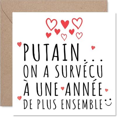 Stuff4 Humour Carte d'Anniversaire de Mariage, Enveloppe Incluse Un an Ensemble et Toujours Debout, Cœurs Rouges et Message Audacieux, Saint-Valentin, 145 mm Carré - Publicité Stuff4 Humour Carte d'Anniversaire de Mariage, Enveloppe Incluse Un an Ensemble et Toujours Debout, Cœurs Rouges et Message Audacieux, Saint-Valentin, 145 mm Carré - Publicité