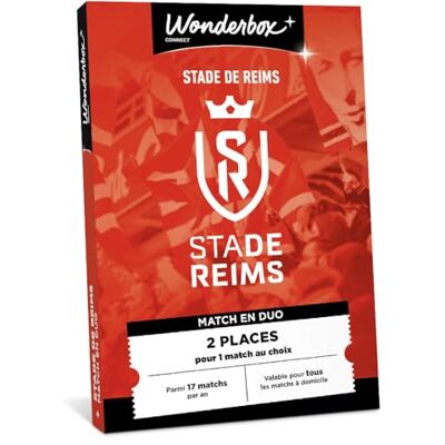 WONDERBOX Connect Coffret Cadeau Stade de Reims pour 2 pers. 2 places pour 1 match au choix Parmi 17 matchs par an, valable pour tous les matchs à domicile Validité 27 mois - Publicité WONDERBOX Connect Coffret Cadeau Stade de Reims pour 2 pers. 2 places pour 1 match au choix Parmi 17 matchs par an, valable pour tous les matchs à domicile Validité 27 mois - Publicité