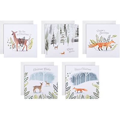 Hallmark Lot de 30 cartes de Noël caritatives en 5 designs contemporains, 25572267, motif animal de la forêt - Publicité Hallmark Lot de 30 cartes de Noël caritatives en 5 designs contemporains, 25572267, motif animal de la forêt - Publicité
