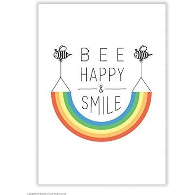 Candy Carte postale humoristique « Bee Happy » - Publicité Candy Carte postale humoristique « Bee Happy » - Publicité