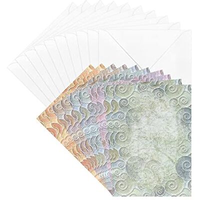 ideen mit herz Lot de 10 cartes de vœux avec enveloppes, vierges, multicolores, neutres, motifs floraux, Din B6 (fioritures) - Publicité ideen mit herz Lot de 10 cartes de vœux avec enveloppes, vierges, multicolores, neutres, motifs floraux, Din B6 (fioritures) - Publicité