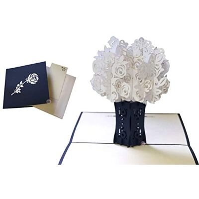 Lin POPUP®, Carte POP UP fleurs, Carte de voeux deuil, Cartes de condoléances, Remerciements, Carte de condoléances, Carte commémorative, Roses blanches, 17636, N367 - Publicité Lin POPUP®, Carte POP UP fleurs, Carte de voeux deuil, Cartes de condoléances, Remerciements, Carte de condoléances, Carte commémorative, Roses blanches, 17636, N367 - Publicité