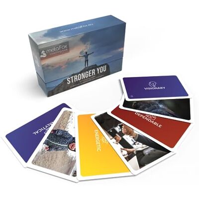 metaFox Stronger You 52 Strengths Cards for Coaching, Therapy, workshops & Team Building Coaching Cards with Strengths, Icons & Images, Stable & Compact Format for Multiple Reuse - Publicité metaFox Stronger You 52 Strengths Cards for Coaching, Therapy, workshops & Team Building Coaching Cards with Strengths, Icons & Images, Stable & Compact Format for Multiple Reuse - Publicité