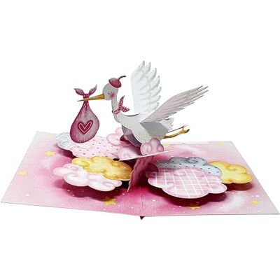 Asvp Shop - Grue 3D Pop-Up - Rose - Carte de vœux - Publicité Asvp Shop - Grue 3D Pop-Up - Rose - Carte de vœux - Publicité