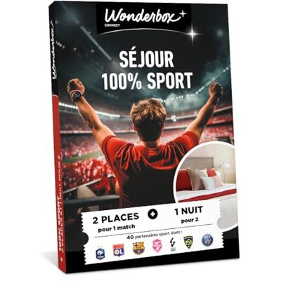 WONDERBOX Connect Coffret Cadeau Séjour 100% Sport pour 2 pers. 2 places pour 1 match de football, rugby, handball, basketball au choix 1 nuit d'hôtel pour 2 Validité 27 mois - Publicité WONDERBOX Connect Coffret Cadeau Séjour 100% Sport pour 2 pers. 2 places pour 1 match de football, rugby, handball, basketball au choix 1 nuit d'hôtel pour 2 Validité 27 mois - Publicité