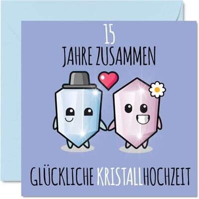 Stuff4 Carte d'anniversaire de mariage 15 ans d'amour, amies collègues 15 ans ensemble mariage cristal, 15 ans d'anniversaire de mariage cadeaux pour amis, famille, 145 mm - Publicité Stuff4 Carte d'anniversaire de mariage 15 ans d'amour, amies collègues 15 ans ensemble mariage cristal, 15 ans d'anniversaire de mariage cadeaux pour amis, famille, 145 mm - Publicité