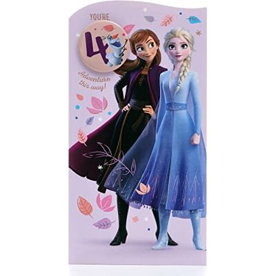 UK Greetings Disney Carte d'anniversaire 4 ans avec enveloppe Motif La Reine des neiges Elsa et Anna - Publicité UK Greetings Disney Carte d'anniversaire 4 ans avec enveloppe Motif La Reine des neiges Elsa et Anna - Publicité