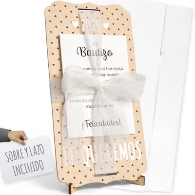 nagu ® Baptême carte personnalisée en bois – cadeau pour garçon ou fille, parents ou parrain marraine, avec ruban, enveloppe, support et lettres, argent ou photo - Publicité nagu ® Baptême carte personnalisée en bois – cadeau pour garçon ou fille, parents ou parrain marraine, avec ruban, enveloppe, support et lettres, argent ou photo - Publicité