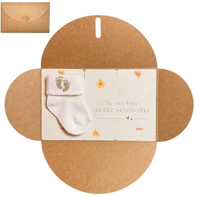 Moonbaby Annonce grossesse Floral Papi Mamie Tata Tonton Grands parents carte imprimée avec enveloppe et chaussette (Arrière Grand père) - Publicité Moonbaby Annonce grossesse Floral Papi Mamie Tata Tonton Grands parents carte imprimée avec enveloppe et chaussette (Arrière Grand père) - Publicité