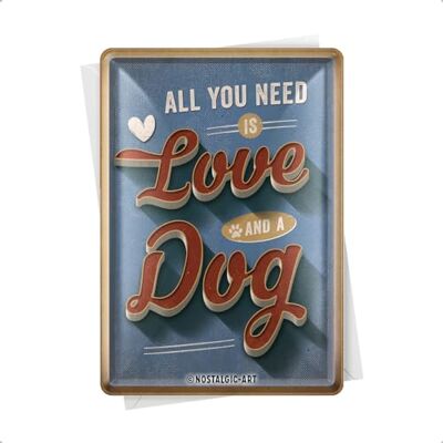 Carte de vœux rétro avec inscription « Love Dog » Cadeau pour propriétaire de chien Carte postale en étain 10 x 14 cm - Publicité Carte de vœux rétro avec inscription « Love Dog » Cadeau pour propriétaire de chien Carte postale en étain 10 x 14 cm - Publicité