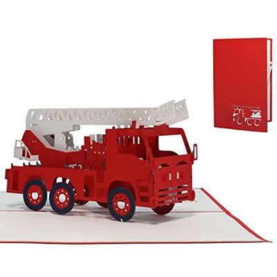 Lin POPUP®, Carte Pop Up 3D, Carte d'anniversaire, Carte de voeux, Anniversaire enfant, Camion de pompier, N216 - Publicité Lin POPUP®, Carte Pop Up 3D, Carte d'anniversaire, Carte de voeux, Anniversaire enfant, Camion de pompier, N216 - Publicité