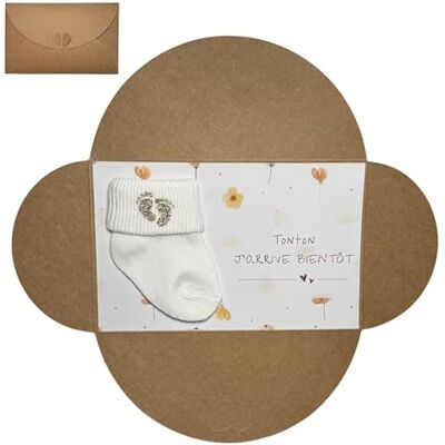 Moonbaby Annonce grossesse Floral Papi Mamie Tata Tonton Grands parents carte imprimée avec enveloppe et chaussette (Tonton) - Publicité Moonbaby Annonce grossesse Floral Papi Mamie Tata Tonton Grands parents carte imprimée avec enveloppe et chaussette (Tonton) - Publicité