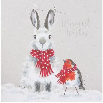 Wrendale Designs Lot de 8 cartes de Noël de luxe Motif lapin et rouge-gorges - Publicité Wrendale Designs Lot de 8 cartes de Noël de luxe Motif lapin et rouge-gorges - Publicité