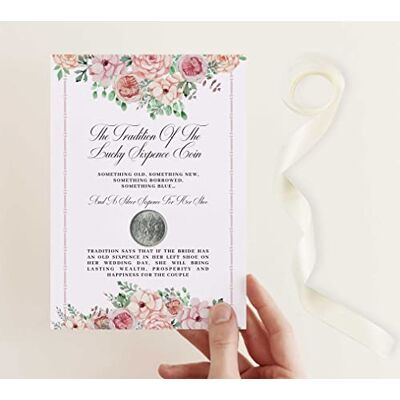 ASVP Shop Vieille pièce de six pence et carte de mariage pour mariée, quelque chose de vieux, quelque chose de nouveau, quelque chose d'emprunté, quelque chose de bleu, et une pièce de six pence pour sa - Publicité ASVP Shop Vieille pièce de six pence et carte de mariage pour mariée, quelque chose de vieux, quelque chose de nouveau, quelque chose d'emprunté, quelque chose de bleu, et une pièce de six pence pour sa - Publicité