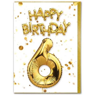 Candy Carte d'anniversaire 6 ans – Belle carte de ballon en feuille d'or blanc – Cartes d'anniversaire pour garçons et filles – Cartes d'âge pour enfants - Publicité Candy Carte d'anniversaire 6 ans – Belle carte de ballon en feuille d'or blanc – Cartes d'anniversaire pour garçons et filles – Cartes d'âge pour enfants - Publicité