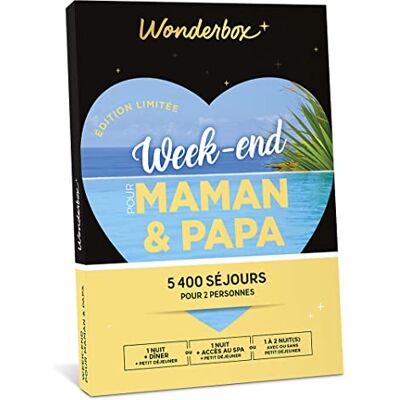 WONDERBOX Coffret Cadeau Week-End pour Maman et Papa pour 2 pers. 1 à 2 nuits avec ou sans petit-déjeuner, dîner ou activité bien-être Plus de 5400 séjours Hôtel 4*, château, insolite - Publicité WONDERBOX Coffret Cadeau Week-End pour Maman et Papa pour 2 pers. 1 à 2 nuits avec ou sans petit-déjeuner, dîner ou activité bien-être Plus de 5400 séjours Hôtel 4*, château, insolite - Publicité