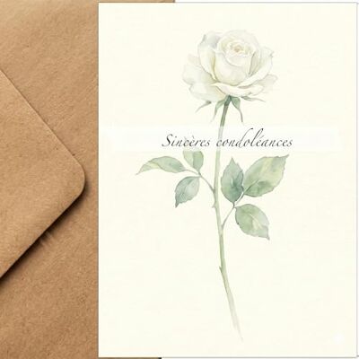 Panda Carte « Sincères condoléances » avec une rose blanche, 17 x 12 cm, papier 300 g/m², accompagnée d'une élégante enveloppe kraft marron - Publicité Panda Carte « Sincères condoléances » avec une rose blanche, 17 x 12 cm, papier 300 g/m², accompagnée d'une élégante enveloppe kraft marron - Publicité