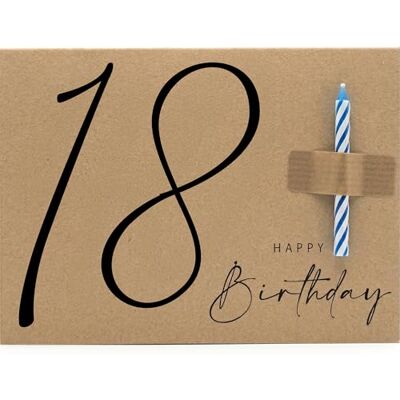 Panda Carte d'anniversaire pliable avec bougie pour 18e anniversaire – Format A6 en carton recyclé de 400 g avec véritable bougie et enveloppe en papier kraft - Publicité Panda Carte d'anniversaire pliable avec bougie pour 18e anniversaire – Format A6 en carton recyclé de 400 g avec véritable bougie et enveloppe en papier kraft - Publicité