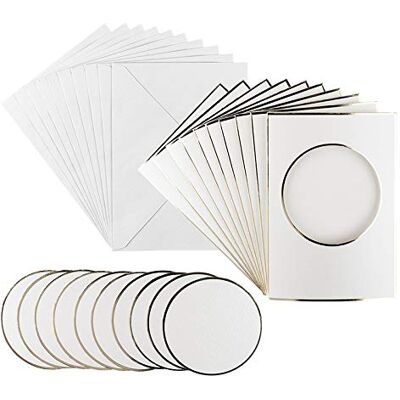 ideen mit herz Lot de 10 cartes de vœux avec enveloppes et pièces de découpe 10 x 3 cartes avec passe-partout Idéal pour les vœux d'anniversaire, de mariage Format B6 (cercle blanc naturel) - Publicité ideen mit herz Lot de 10 cartes de vœux avec enveloppes et pièces de découpe 10 x 3 cartes avec passe-partout Idéal pour les vœux d'anniversaire, de mariage Format B6 (cercle blanc naturel) - Publicité