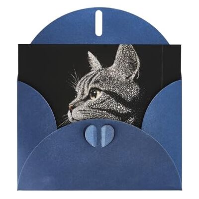 WZYWHJ Carte de vœux bleue pour Noël, anniversaire, anniversaire de mariage et autres motifs tête de chat diamantée - Publicité WZYWHJ Carte de vœux bleue pour Noël, anniversaire, anniversaire de mariage et autres motifs tête de chat diamantée - Publicité