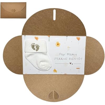 Moonbaby Annonce grossesse Floral Papi Mamie Tata Tonton Grands parents carte imprimée avec enveloppe et chaussette (Papi Mamie) - Publicité Moonbaby Annonce grossesse Floral Papi Mamie Tata Tonton Grands parents carte imprimée avec enveloppe et chaussette (Papi Mamie) - Publicité