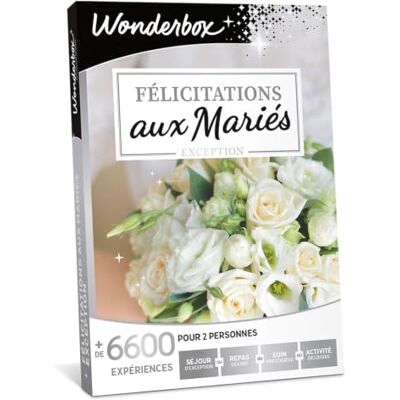 WONDERBOX Coffret Cadeau Félicitations Aux Mariés Exception 2 pers. 1 activité au choix Plus de 3000 expériences Séjour d'exception, repas de chef, soin prestigieux ou loisirs - Publicité WONDERBOX Coffret Cadeau Félicitations Aux Mariés Exception 2 pers. 1 activité au choix Plus de 3000 expériences Séjour d'exception, repas de chef, soin prestigieux ou loisirs - Publicité