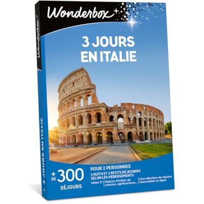 WONDERBOX Coffret Cadeau 3 Jours en Italie pour 2 pers. 2 nuits avec petits déjeuners Plus de 300 séjours Hôtel 3* ou 4*, maison d'hôtes de charme, agritourisme - Publicité WONDERBOX Coffret Cadeau 3 Jours en Italie pour 2 pers. 2 nuits avec petits déjeuners Plus de 300 séjours Hôtel 3* ou 4*, maison d'hôtes de charme, agritourisme - Publicité