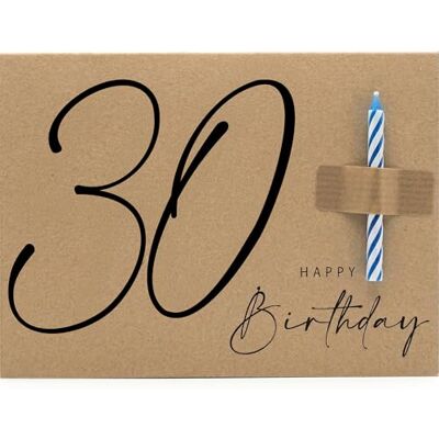 Panda Carte d'anniversaire pliable avec bougie pour 30e anniversaire – Format A6 en carton recyclé de 400 g avec véritable bougie et enveloppe en papier kraft - Publicité Panda Carte d'anniversaire pliable avec bougie pour 30e anniversaire – Format A6 en carton recyclé de 400 g avec véritable bougie et enveloppe en papier kraft - Publicité