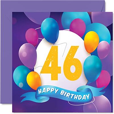 Stuff4 Carte d'anniversaire de 46 ans pour homme et femme, Fête ballon Cartes d'anniversaire pour homme, femme, frère, sœur, maman, papa, tante, oncle, meilleur ami, cousin, 145 mm - Publicité Stuff4 Carte d'anniversaire de 46 ans pour homme et femme, Fête ballon Cartes d'anniversaire pour homme, femme, frère, sœur, maman, papa, tante, oncle, meilleur ami, cousin, 145 mm - Publicité