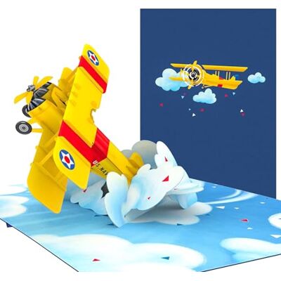 PopLife ® Carte pop-up 3D Biplane jaune – Fête des pères, joyeux anniversaire, anniversaire de mariage, remise de diplôme, retraite, félicitations – Pour pilotes, voyageurs, amateurs d'aviation, - Publicité PopLife ® Carte pop-up 3D Biplane jaune – Fête des pères, joyeux anniversaire, anniversaire de mariage, remise de diplôme, retraite, félicitations – Pour pilotes, voyageurs, amateurs d'aviation, - Publicité