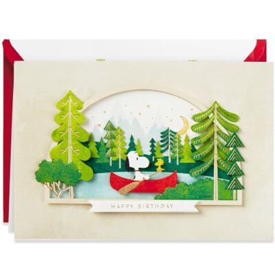 Hallmark Signature Peanuts Carte d'anniversaire Snoopy Canoë - Publicité Hallmark Signature Peanuts Carte d'anniversaire Snoopy Canoë - Publicité