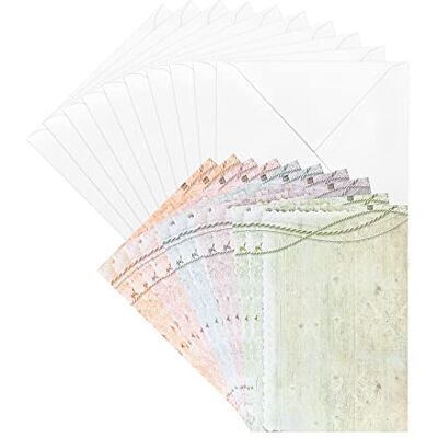 ideen mit herz Lot de 10 cartes de vœux avec enveloppes, vierges, multicolores, neutres, motifs floraux, Din B6 (aspect bois) - Publicité ideen mit herz Lot de 10 cartes de vœux avec enveloppes, vierges, multicolores, neutres, motifs floraux, Din B6 (aspect bois) - Publicité