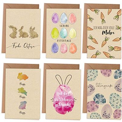 Papierdrachen Lot de 6 cartes de vœux de printemps avec enveloppe pour Pâques Salutations à la famille Design élégant pour Pâques Motif aquarelle Lot de 2 - Publicité Papierdrachen Lot de 6 cartes de vœux de printemps avec enveloppe pour Pâques Salutations à la famille Design élégant pour Pâques Motif aquarelle Lot de 2 - Publicité