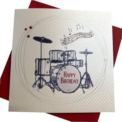 White Cotton Cards Carte d'anniversaire faite à la main « Drums Happy Birthday », SB53, gris, 16 cm x 16 cm - Publicité White Cotton Cards Carte d'anniversaire faite à la main « Drums Happy Birthday », SB53, gris, 16 cm x 16 cm - Publicité