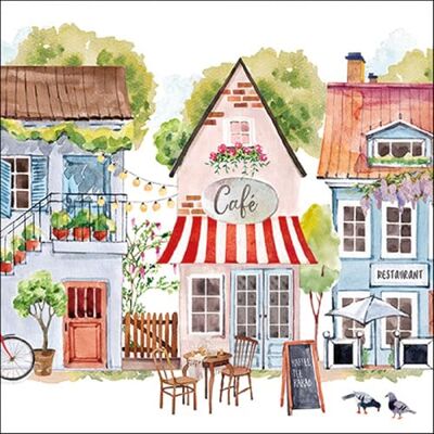 Ambiente Lot de 20 serviettes en papier avec motif Café entre maisons Convient également pour le découpage et la technique des serviettes 33 x 33 cm - Publicité Ambiente Lot de 20 serviettes en papier avec motif Café entre maisons Convient également pour le découpage et la technique des serviettes 33 x 33 cm - Publicité