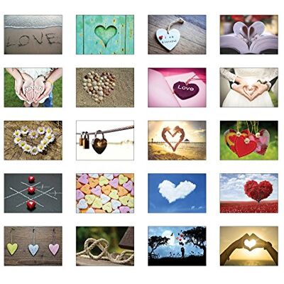 Panda Ensemble de 20 ou 50 cartes postales sur le thème de l'amour Tout les motifs sont différents (amour, cœur, mariage), 20 Set - Publicité Panda Ensemble de 20 ou 50 cartes postales sur le thème de l'amour Tout les motifs sont différents (amour, cœur, mariage), 20 Set - Publicité