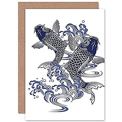 Carte de Vœux d'Illustration de Carpe Koï Japonaise avec Enveloppe Intérieure de Qualité Supérieure CPDT0088 - Publicité Carte de Vœux d'Illustration de Carpe Koï Japonaise avec Enveloppe Intérieure de Qualité Supérieure CPDT0088 - Publicité