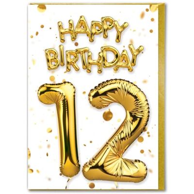 Candy Carte d'anniversaire 12 ans – Belle carte d'anniversaire à effet feuille d'or blanc – Cartes d'anniversaire pour garçons et filles – Cartes d'âge pour enfants - Publicité Candy Carte d'anniversaire 12 ans – Belle carte d'anniversaire à effet feuille d'or blanc – Cartes d'anniversaire pour garçons et filles – Cartes d'âge pour enfants - Publicité