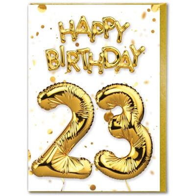 Candy Carte d'anniversaire 23 ans – Belle carte de ballon en feuille d'or blanc – Cartes d'anniversaire pour lui, elle, hommes, femmes, amis - Publicité Candy Carte d'anniversaire 23 ans – Belle carte de ballon en feuille d'or blanc – Cartes d'anniversaire pour lui, elle, hommes, femmes, amis - Publicité