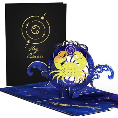 Lovepop ® Carte d'anniversaire pop-up 3D avec signe du zodiaque cancer Effets dorés de qualité supérieure Compartiment pour argent et bons Enveloppe de qualité supérieure - Publicité Lovepop ® Carte d'anniversaire pop-up 3D avec signe du zodiaque cancer Effets dorés de qualité supérieure Compartiment pour argent et bons Enveloppe de qualité supérieure - Publicité