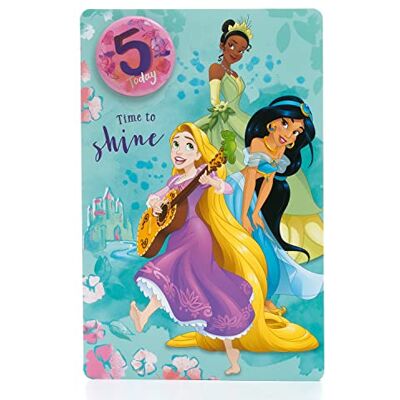 UK Greetings Disney Carte d'anniversaire 5 ans avec enveloppe Motif princesse Raiponce, Tiana et Jasmin - Publicité UK Greetings Disney Carte d'anniversaire 5 ans avec enveloppe Motif princesse Raiponce, Tiana et Jasmin - Publicité
