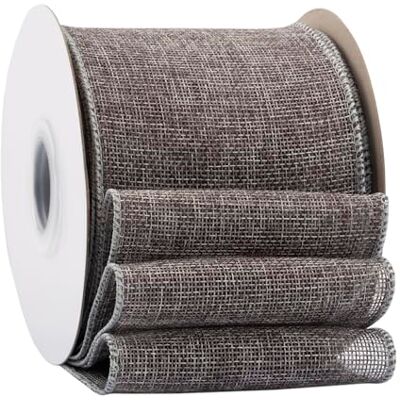 Ribbonitlux Ruban en toile de jute metal grey avec fil, 100mm x 18 mètres, bord filaire pour emballage cadeau, grand nœud, couronne et décoration de sapin de Noël - Publicité Ribbonitlux Ruban en toile de jute metal grey avec fil, 100mm x 18 mètres, bord filaire pour emballage cadeau, grand nœud, couronne et décoration de sapin de Noël - Publicité